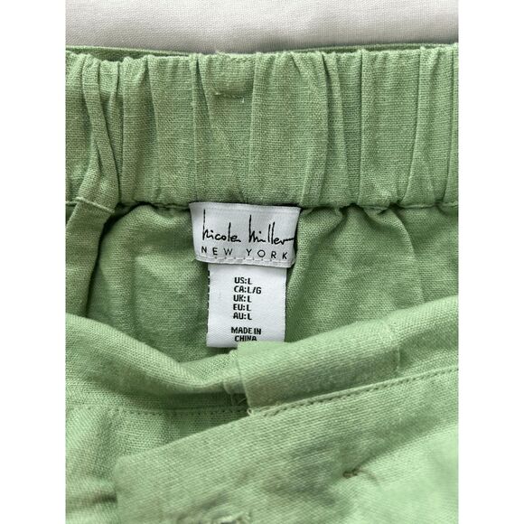 Nicole Miller Sage Green Mini Skirt, Belt, Buttons, Pockets, Preppy, Size L - Picture 6 of 7
